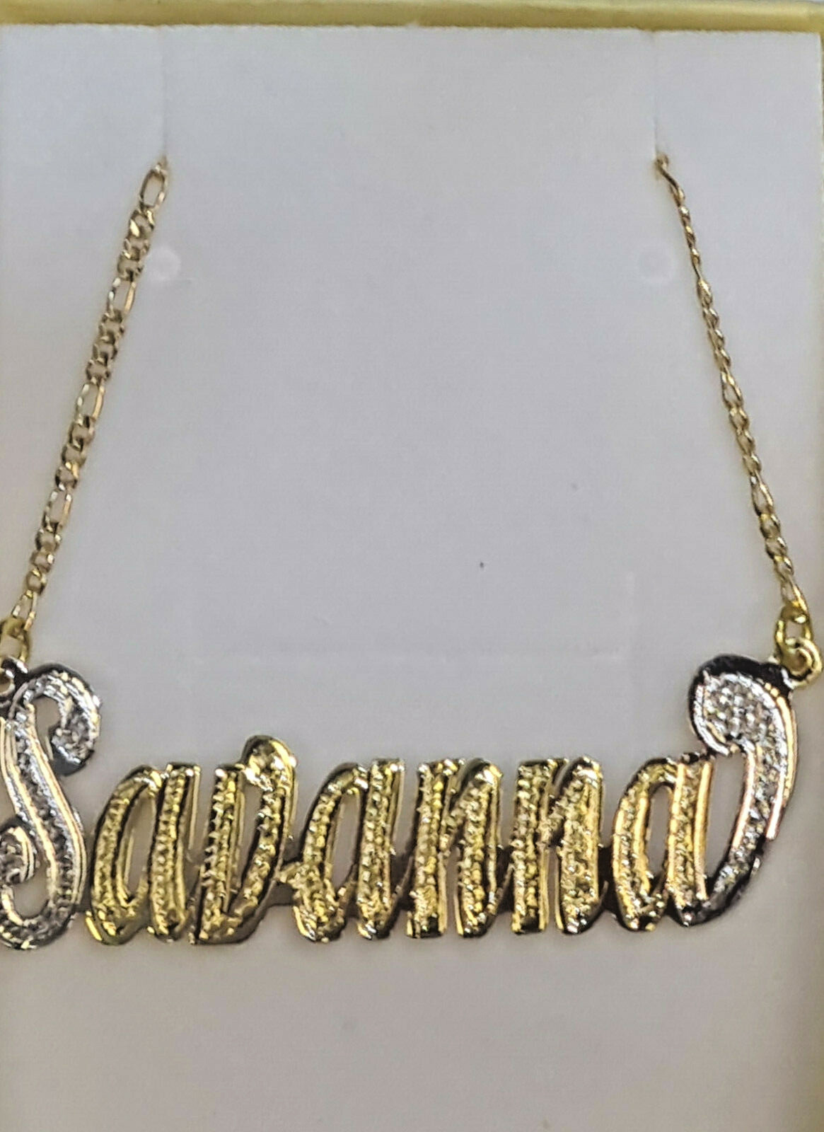 PERSONALIZED 14K GOLD PLATED NAME PLATE CHAIN NECKLACE * Any name up to 9 lette