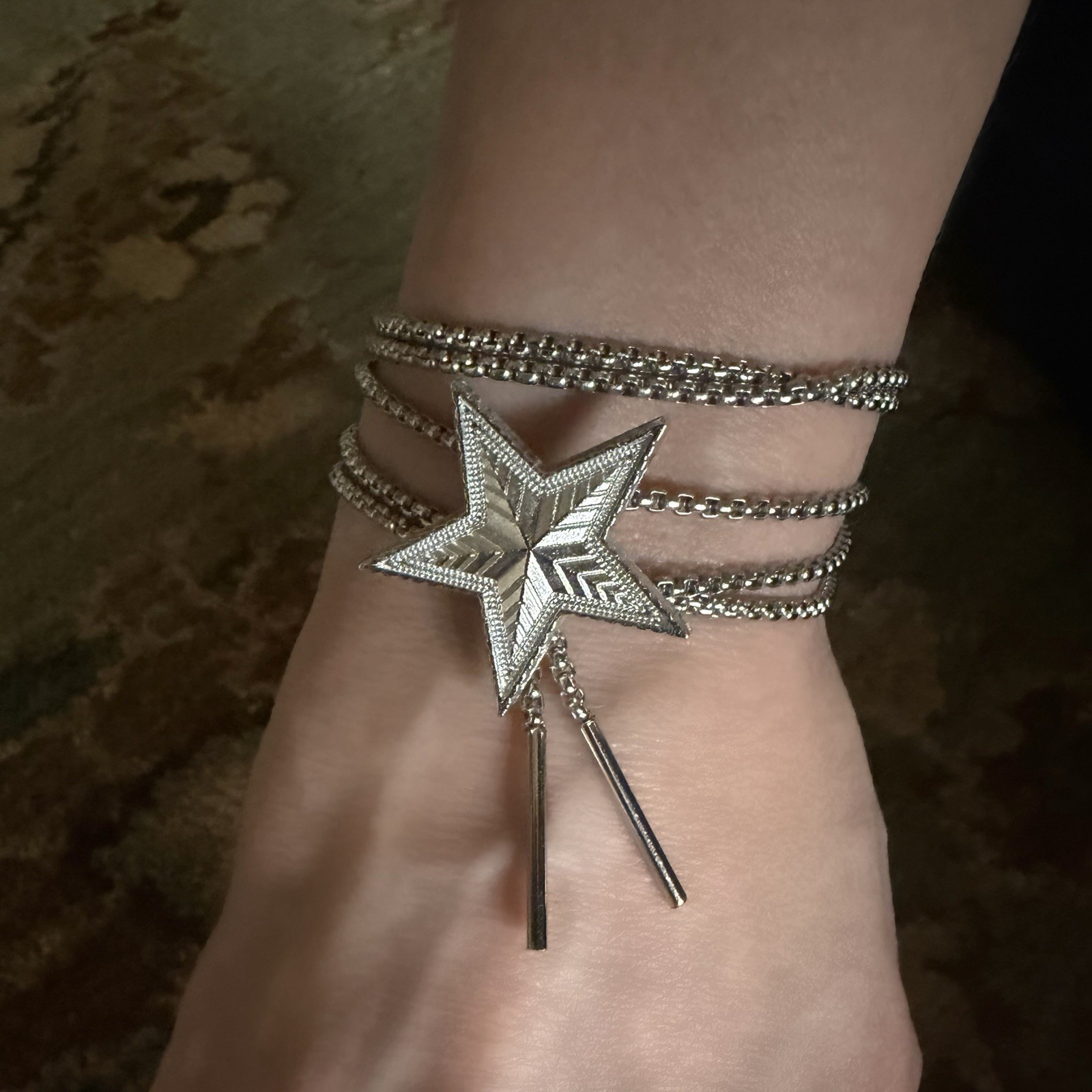 Silver Star Bolo Lariat Necklace multiple ways to wear ⭐️Choker, Bracelet, Belt