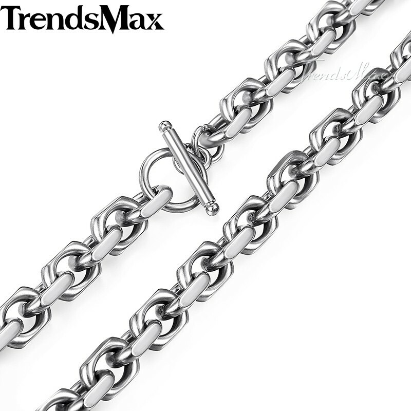 Toggle Necklace Cable Link Chain Necklace for Men Stainless Steel 18 20 24 26 in