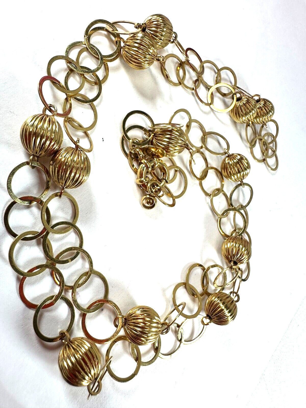 Necklace Francesca Visconti Melon Bead Station Lightweight Circle Link Signed