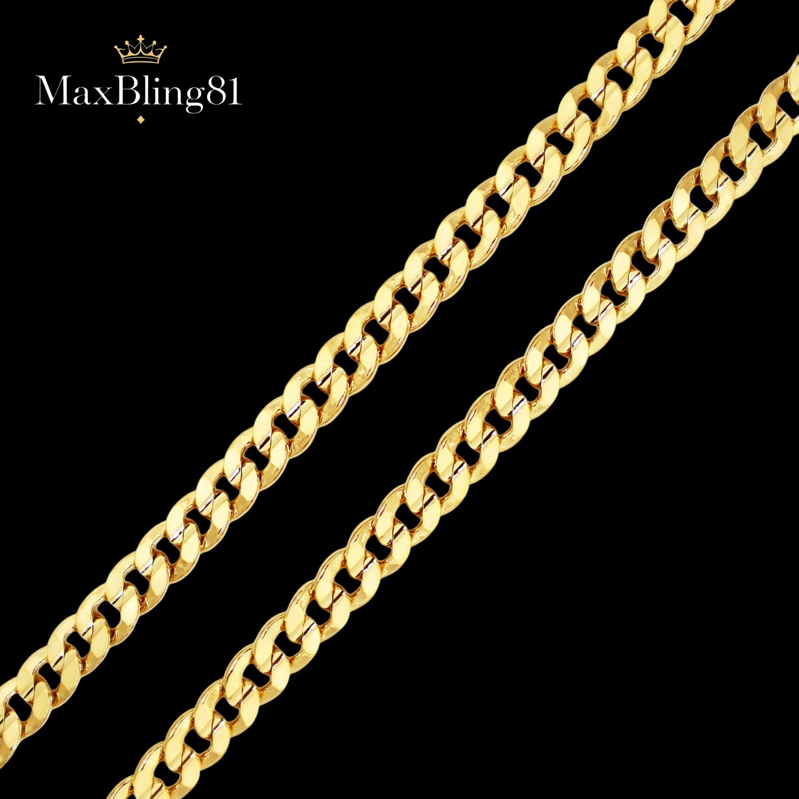 AAA+ Premium Brass 14K Stamped Gold plated 4~10mm Concaved Cuban Chain Necklace
