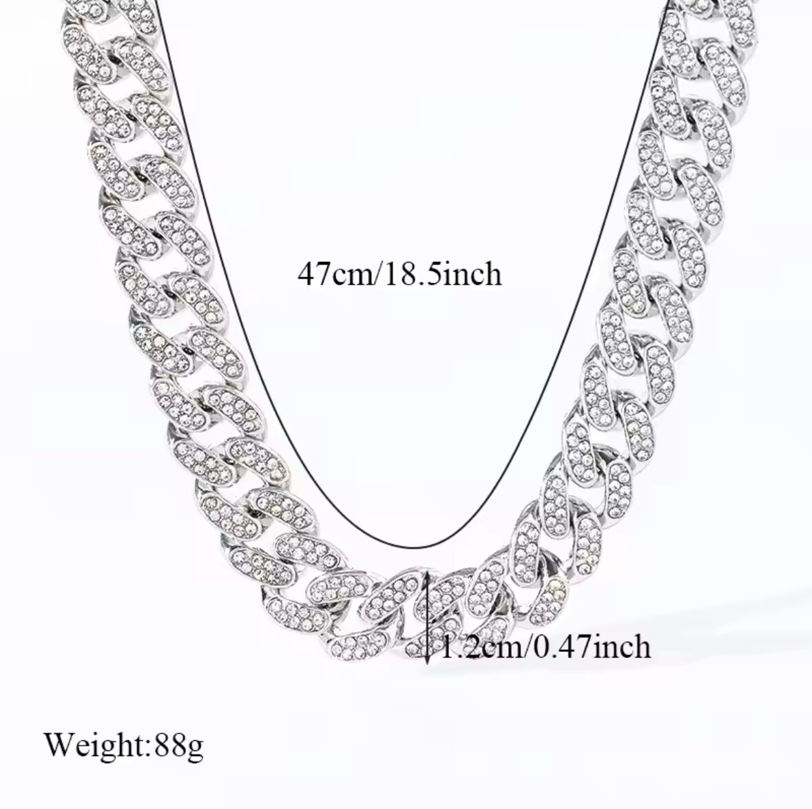 Fashion Jewelry Thick Stainless Steel Silver Cuban Link Pendant Necklace 605