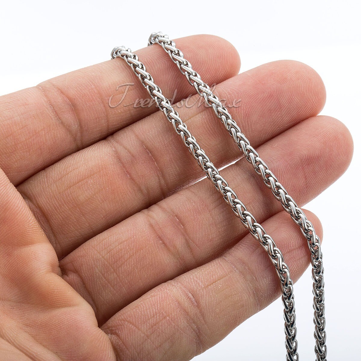 3MM Mens Womens Wheat Link Chain Stainless Steel Necklace 18/20/22/24inch