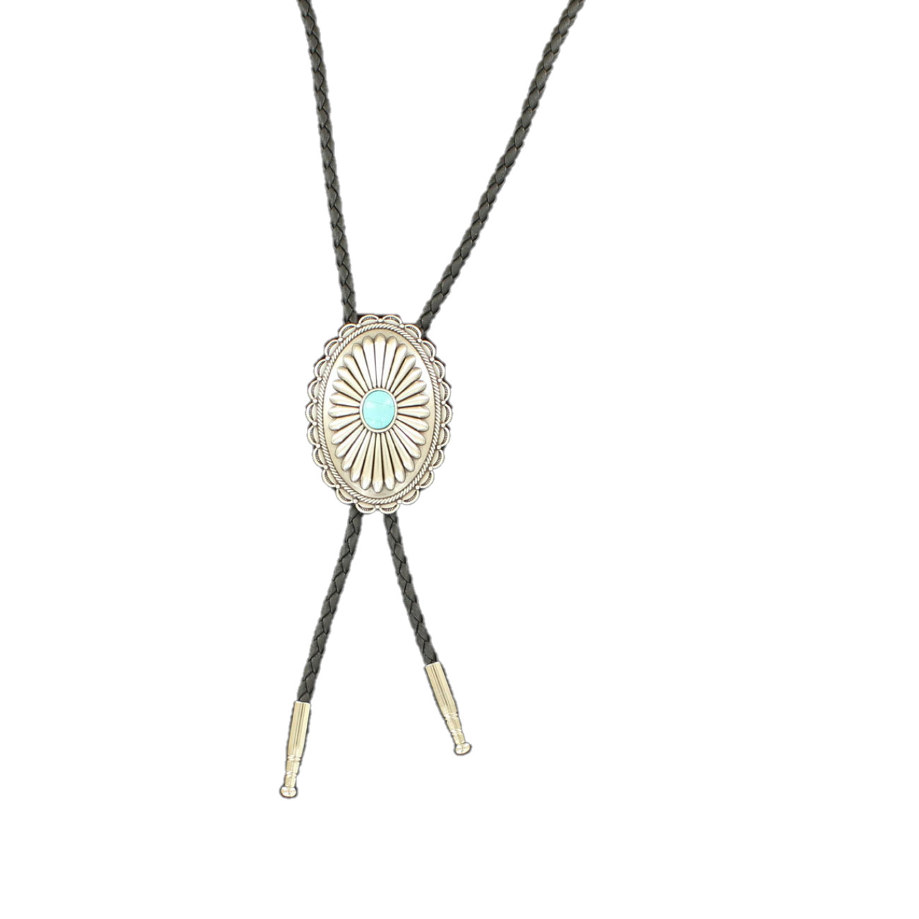 Double S Western Silver Oval Flower Concho Bolo Tie 22107