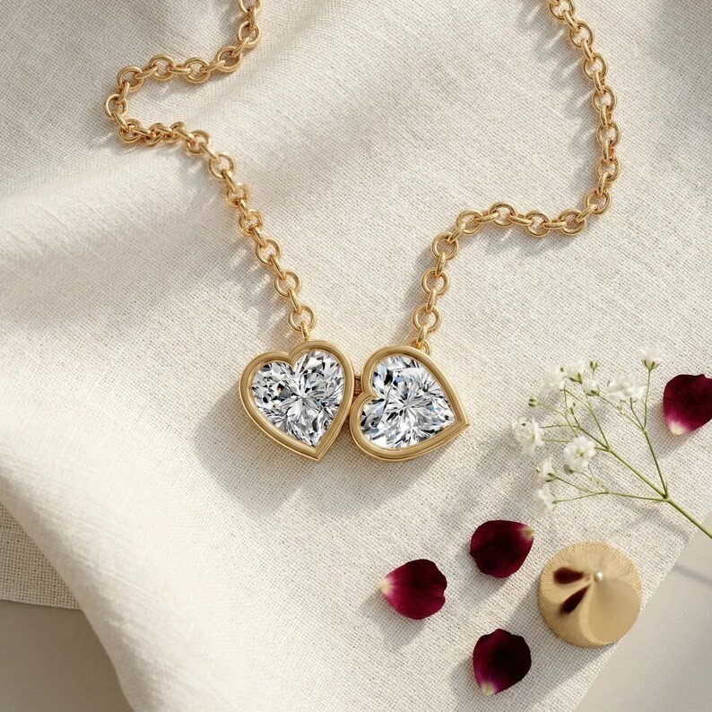 2Ct Heart Cut Simulated Diamond Women’s Heart Pendant In 14K Yellow Gold Plated