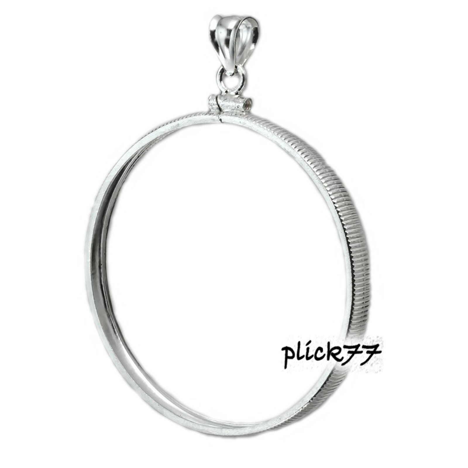 1/20 Mickey Mouse Silver Round Coin Bezel Sterling Silver Coin Edge Pendant