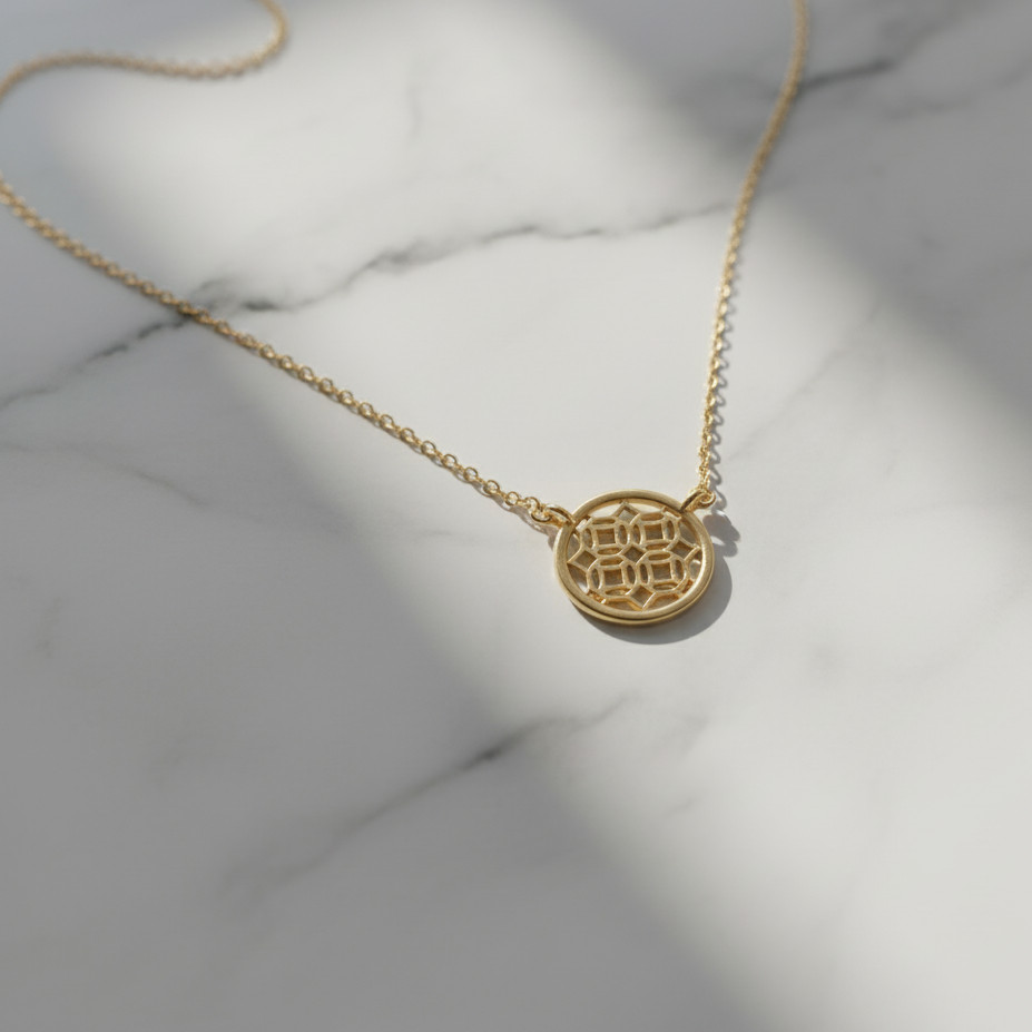 Gold Jewelry Filigree Round Pendant Necklace – Elegant Jewelry Gifts