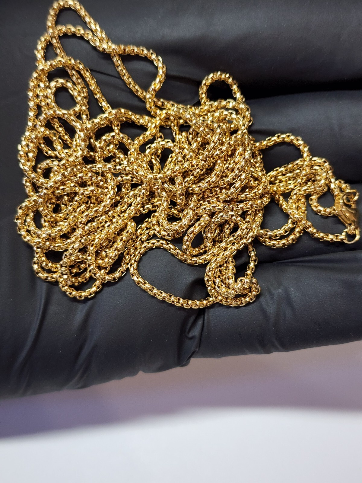 Stainless Steel Gold Plated Box Chain Necklace 16-24in Unisex Hip Hop Jewelry