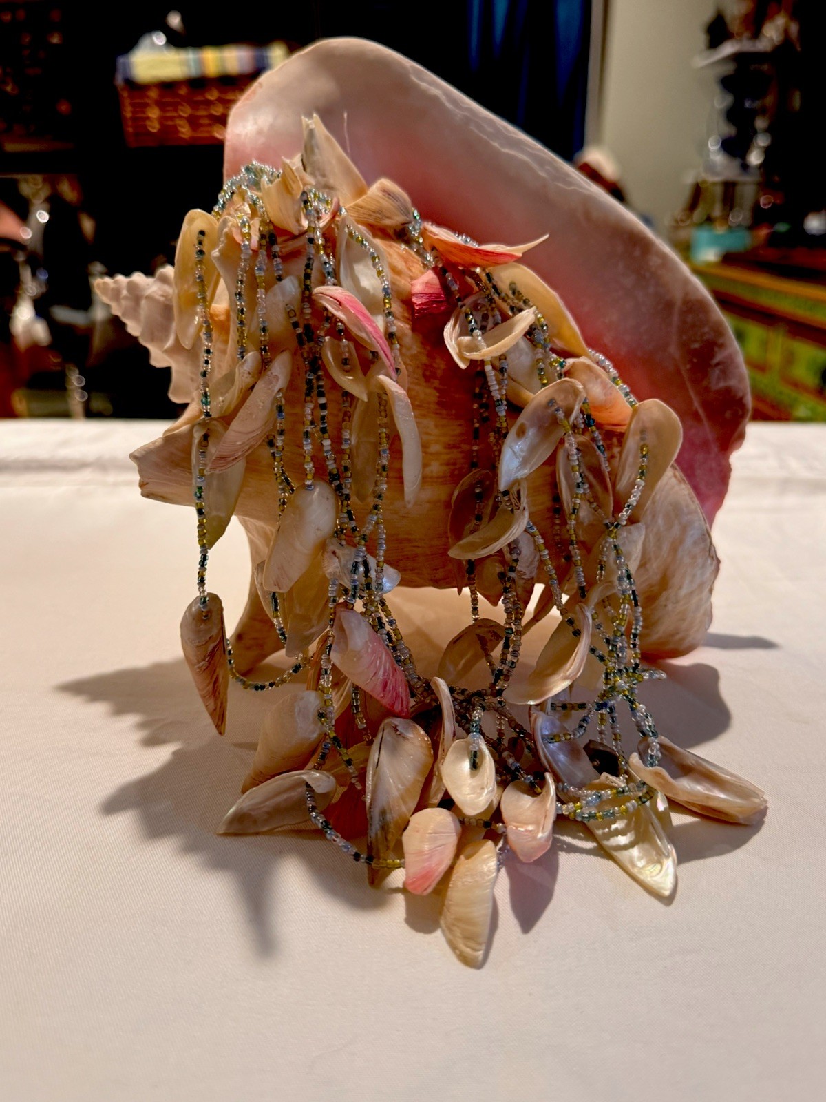 Vintage 9″ Sea Shell Statement Collar Necklace Colorful Beach Boho Chic Style