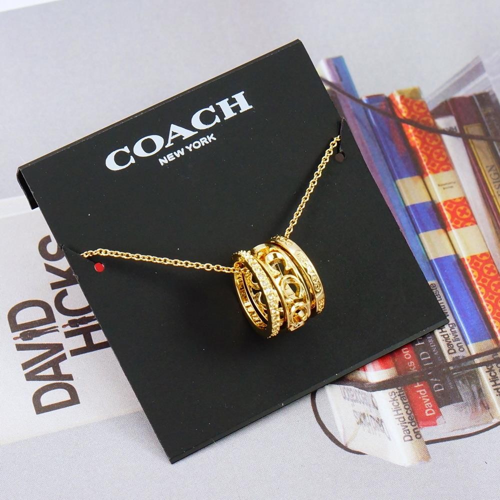 NWOT Coach Signature Metal Openworks Necklace Gold Tone