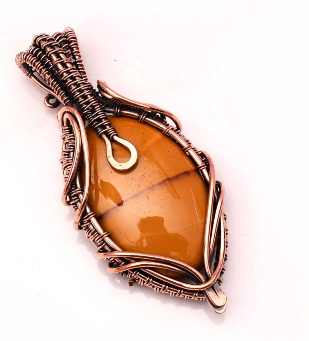 Mookaite Jasper Pendant Copper Wire Wrapped Handmade Jewelry Pendant 2.15″
