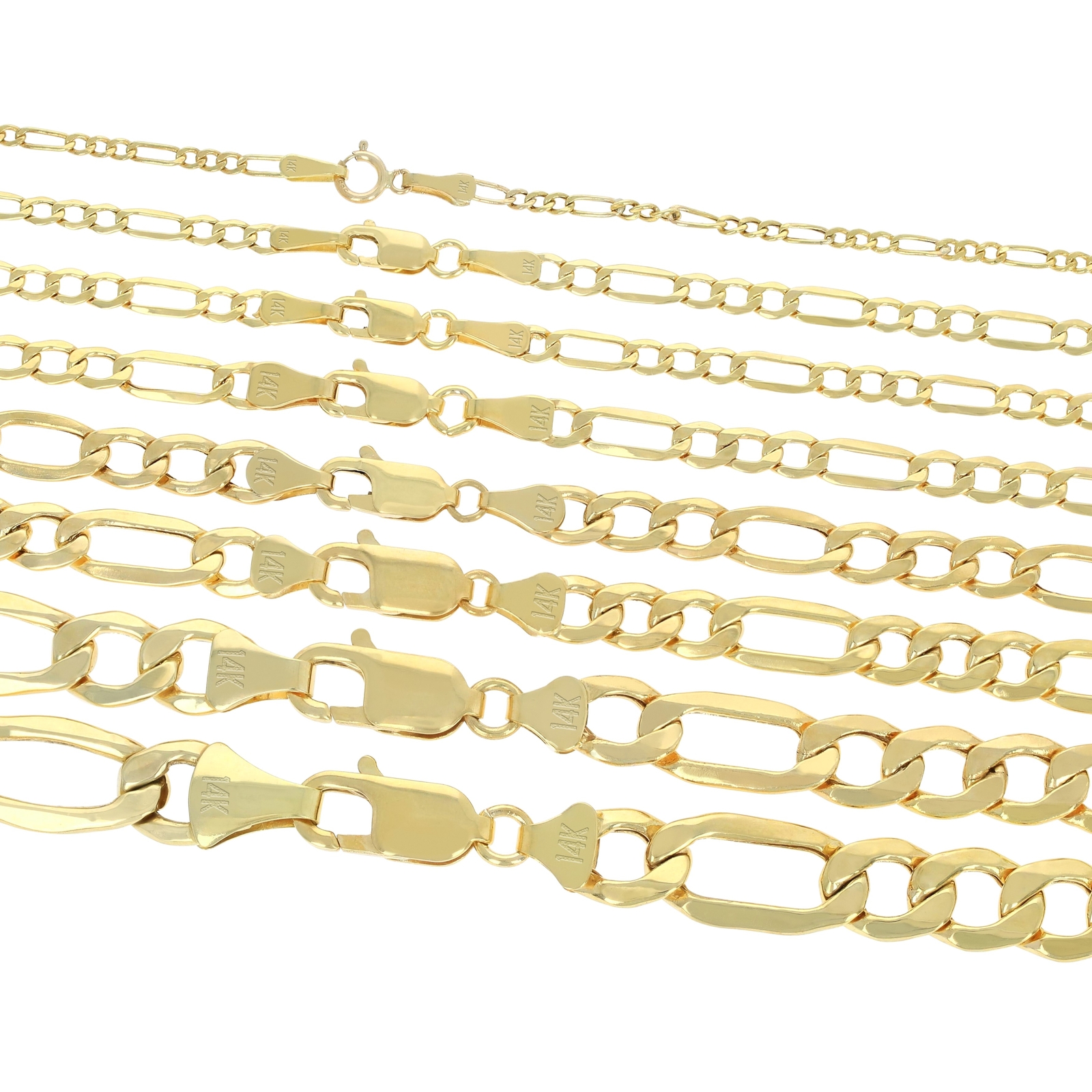 10K Real Yellow Gold 2mm-9mm Italian Figaro Link Chain Pendant Necklace 16″- 30″