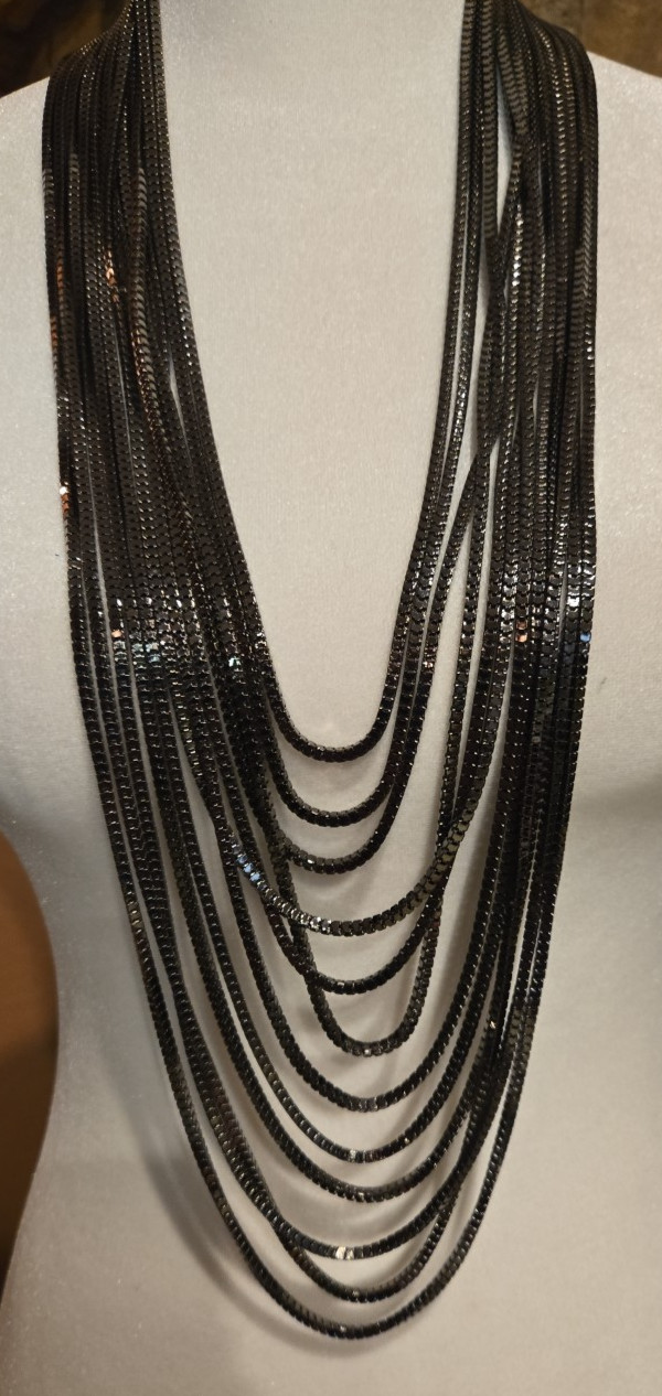CARA NY Box Style Gunmetal Multi Chain Necklace