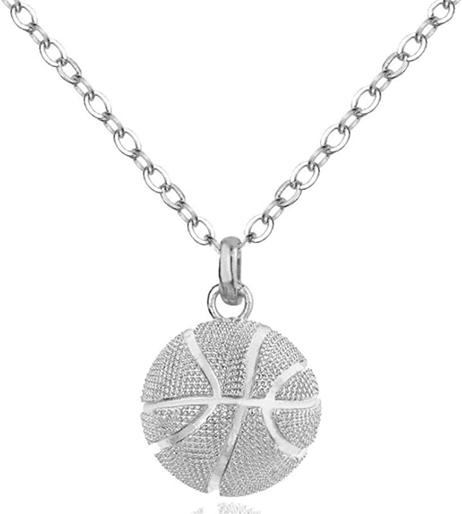 Silver Basketball Necklace, Mens Ball Pendant , NBA Hoops, Jordan, Lebron, Curry