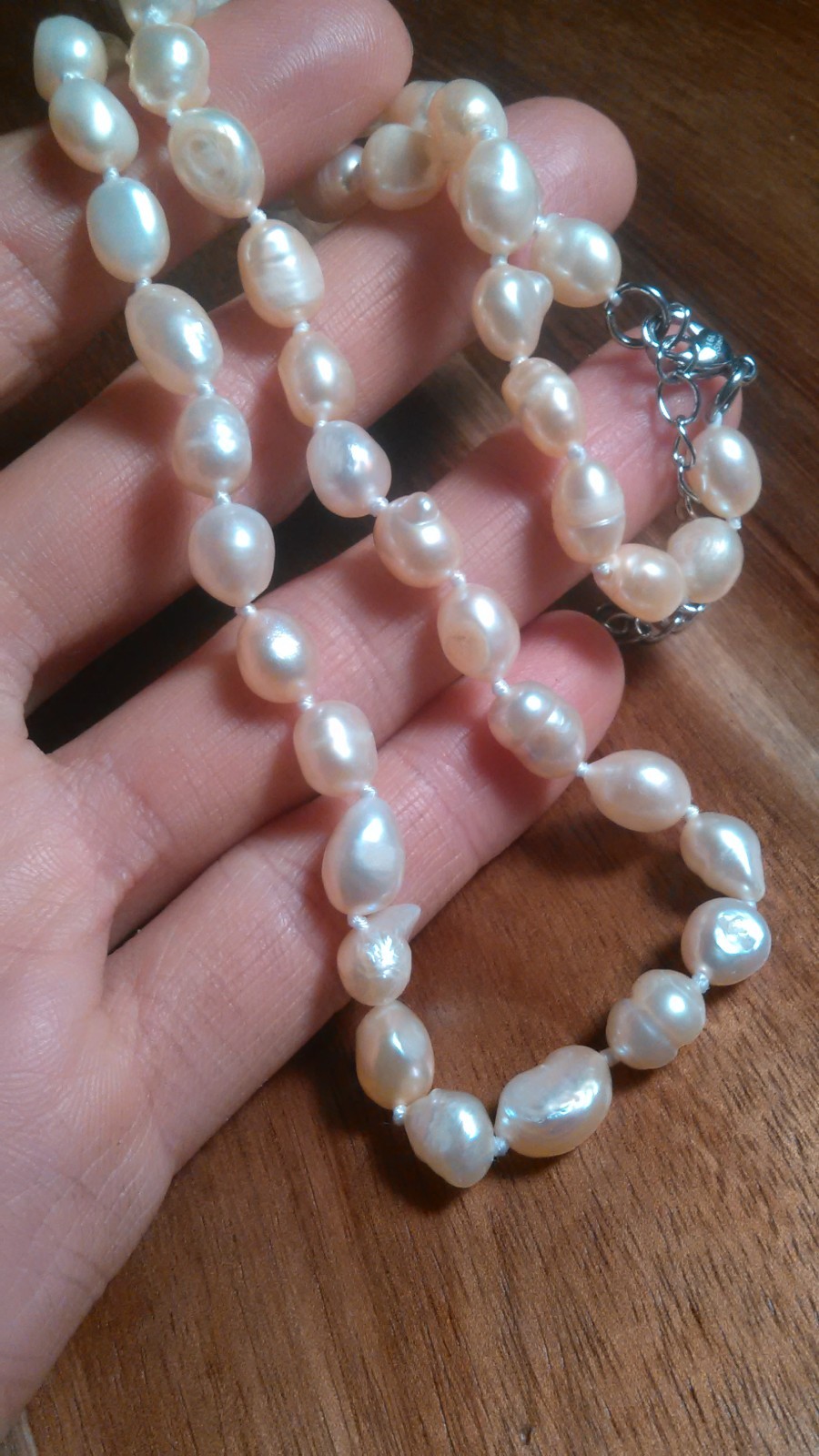 Genuine Peach Freshwater Pearl Stainless Steel Necklace (18 Inch)