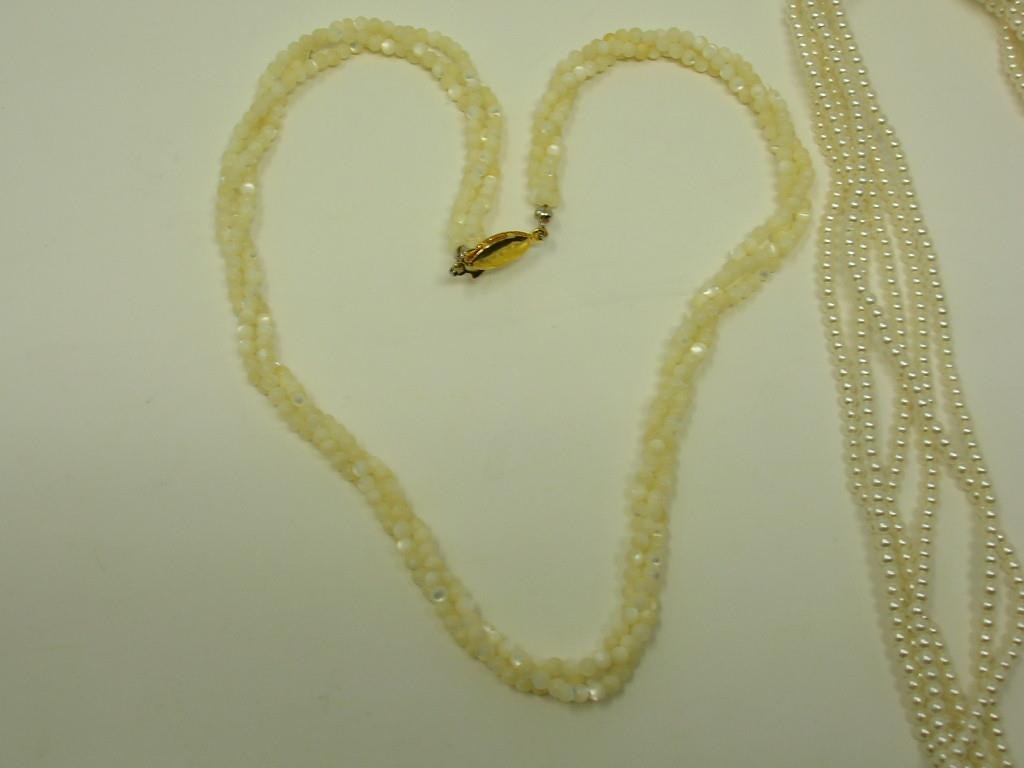 Estate Multi-Strand Imitation Pearl Necklaces Lot 6-Strand 24″ & 3-Strand 18″