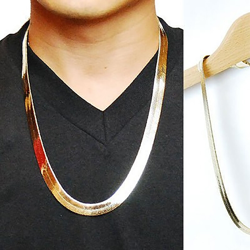 18K Gold Filled Herringbone Chain Necklace 16/18/20/22″/24″ 2/3/4mm/5mm Wide A14