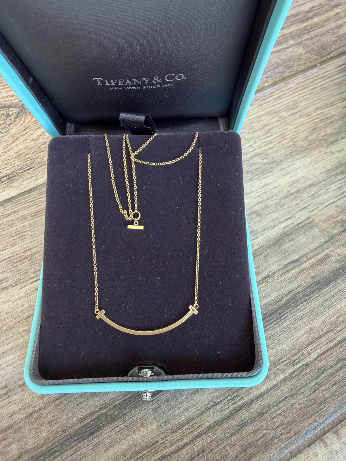 Tiffany & Co. T Smile Pendant Necklace 18K Yellow Gold Small