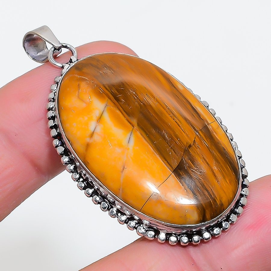 Tiger’s Eye Oval Shape Gemtone Pendant Handmade Statement Jewelry 2″ FP 3906