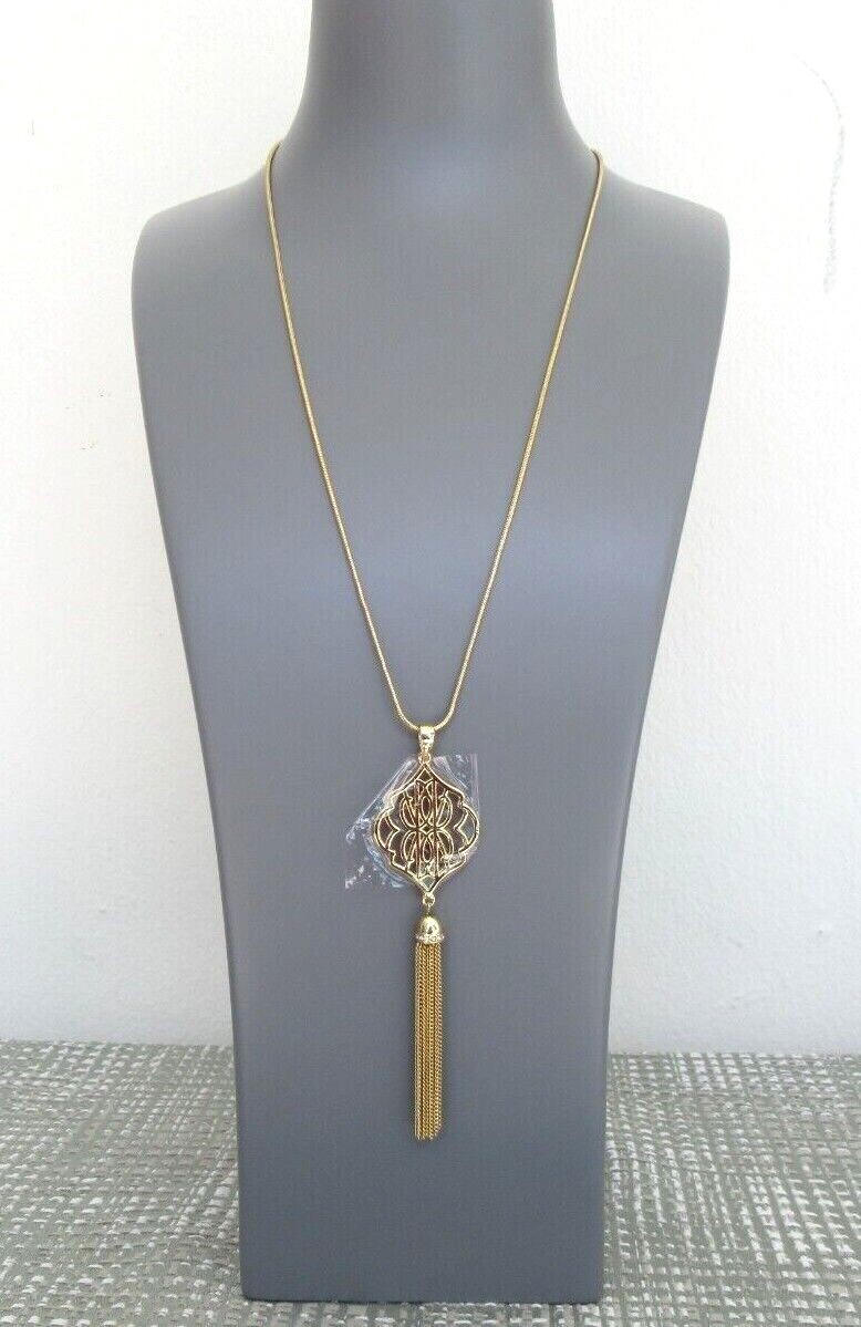 Vera Bradley Women’s Pendant W/ Tassel Necklace, Gold Tone, One Size 31″ L NWT