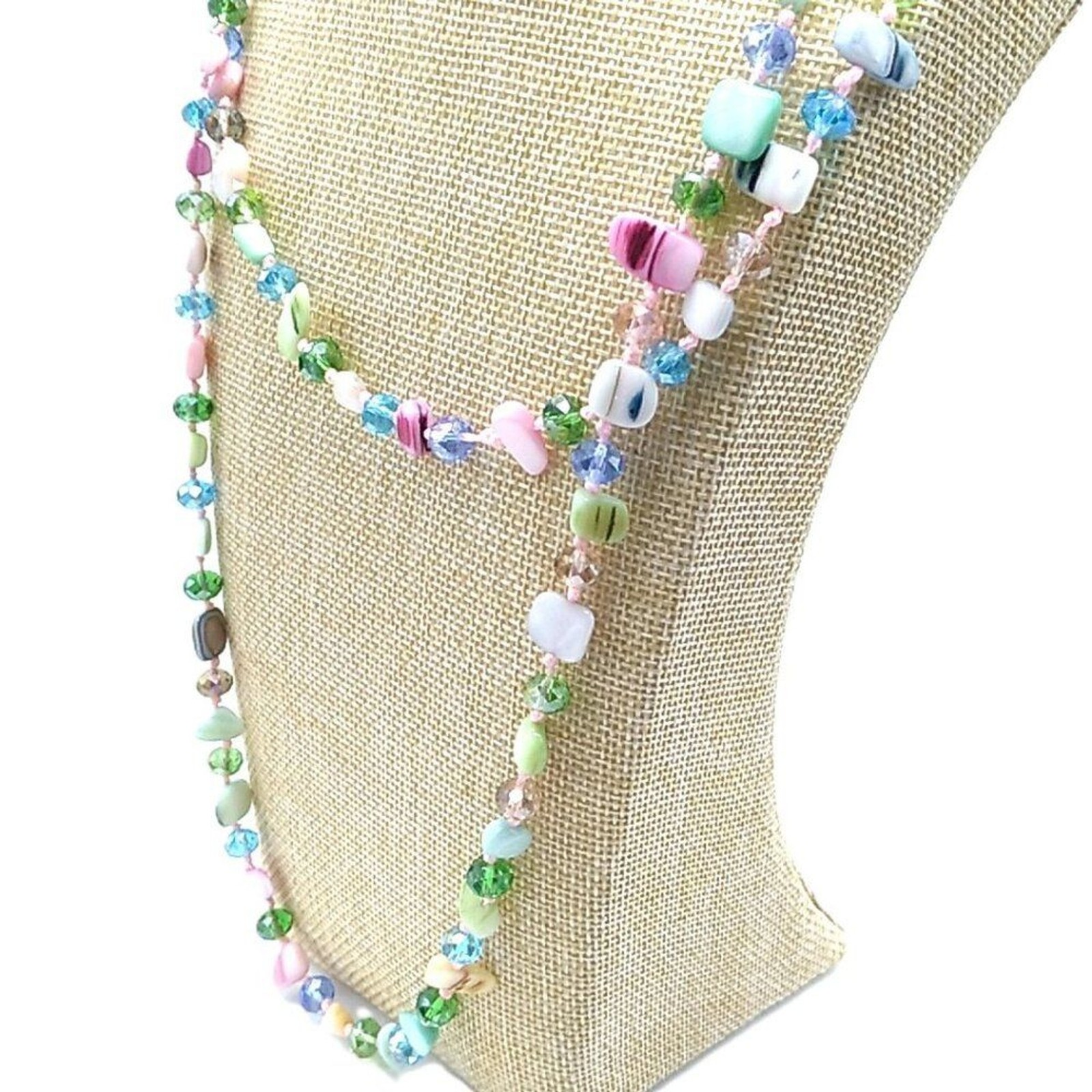 MOP + Faceted Pastel Multi-colored Beaded Necklace