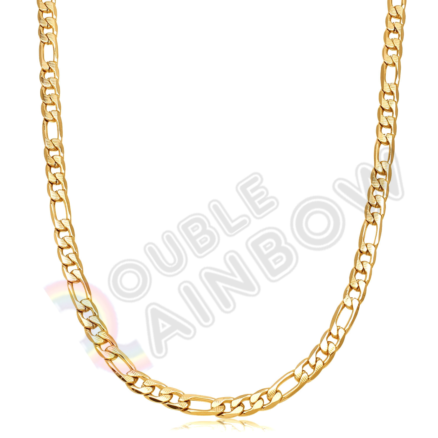18-36″Men Stainless Steel 8mm Diamond Cut Gold Plated Figaro Link Chain*C23