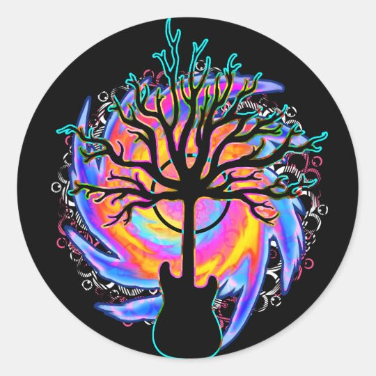 GUITAR ROCK ROLL MUSIC TREE PSYCHEDELIC Pendant 925 Sterling Silver 22″ Necklace