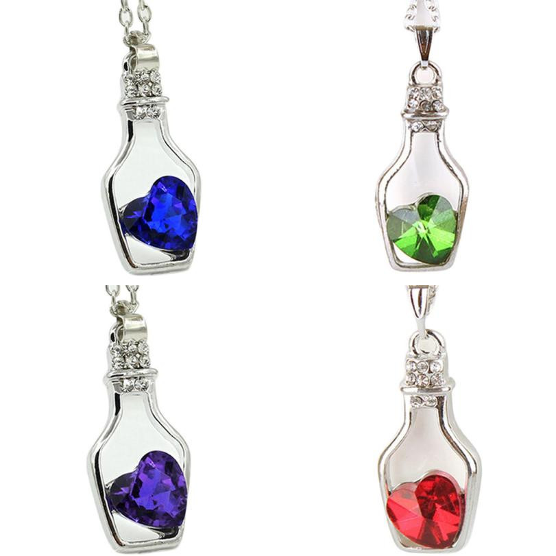 Love Bottle Silver Plated Girl Charm Necklace Gift Women Pendant Fashion Jewelry