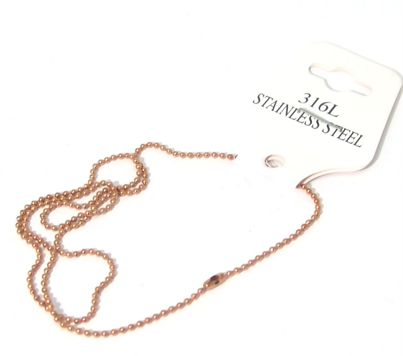 Rose Gold PVD 1.5mm Ball Chain 16.75 inches 316L Stainless Surgical Steel