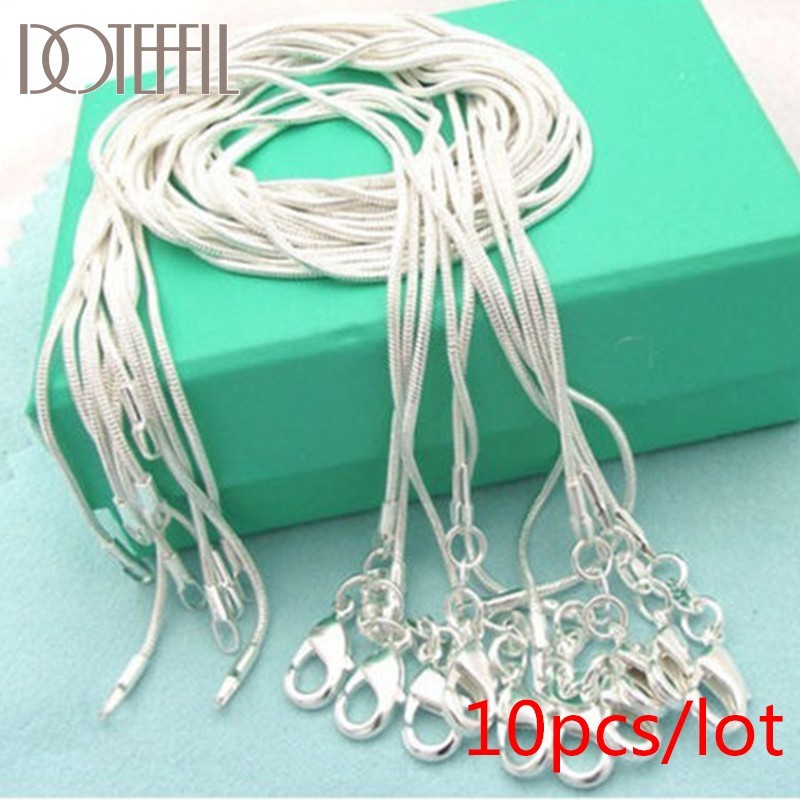 10PCS wholesale 925 sterling solid silver 1MM 16-30inch snake chain necklace
