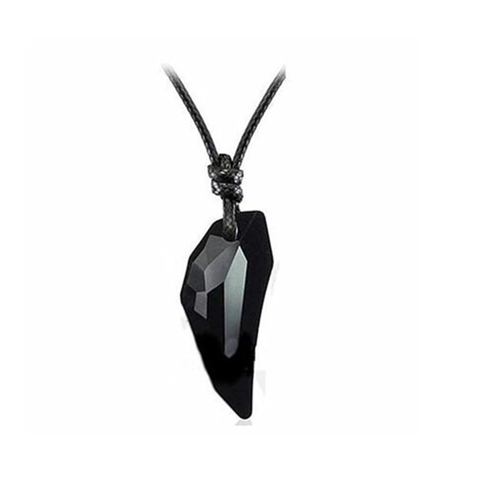 Men’s Fashion Jewelry Black Weaving Rope Wolf Tooth Pendant Necklace 1-335