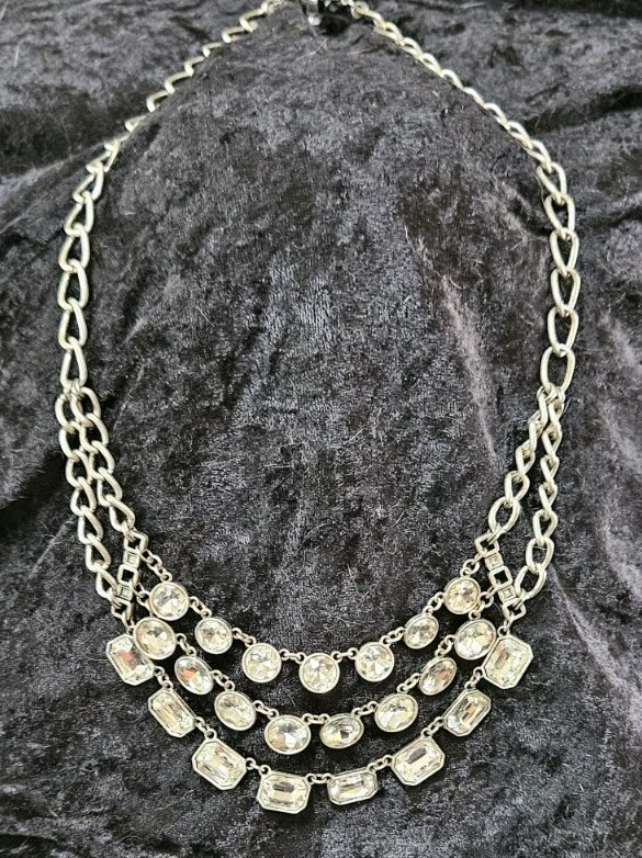 Premier Designs Crystal Multi-Strand Silver Necklace & Earrings Set