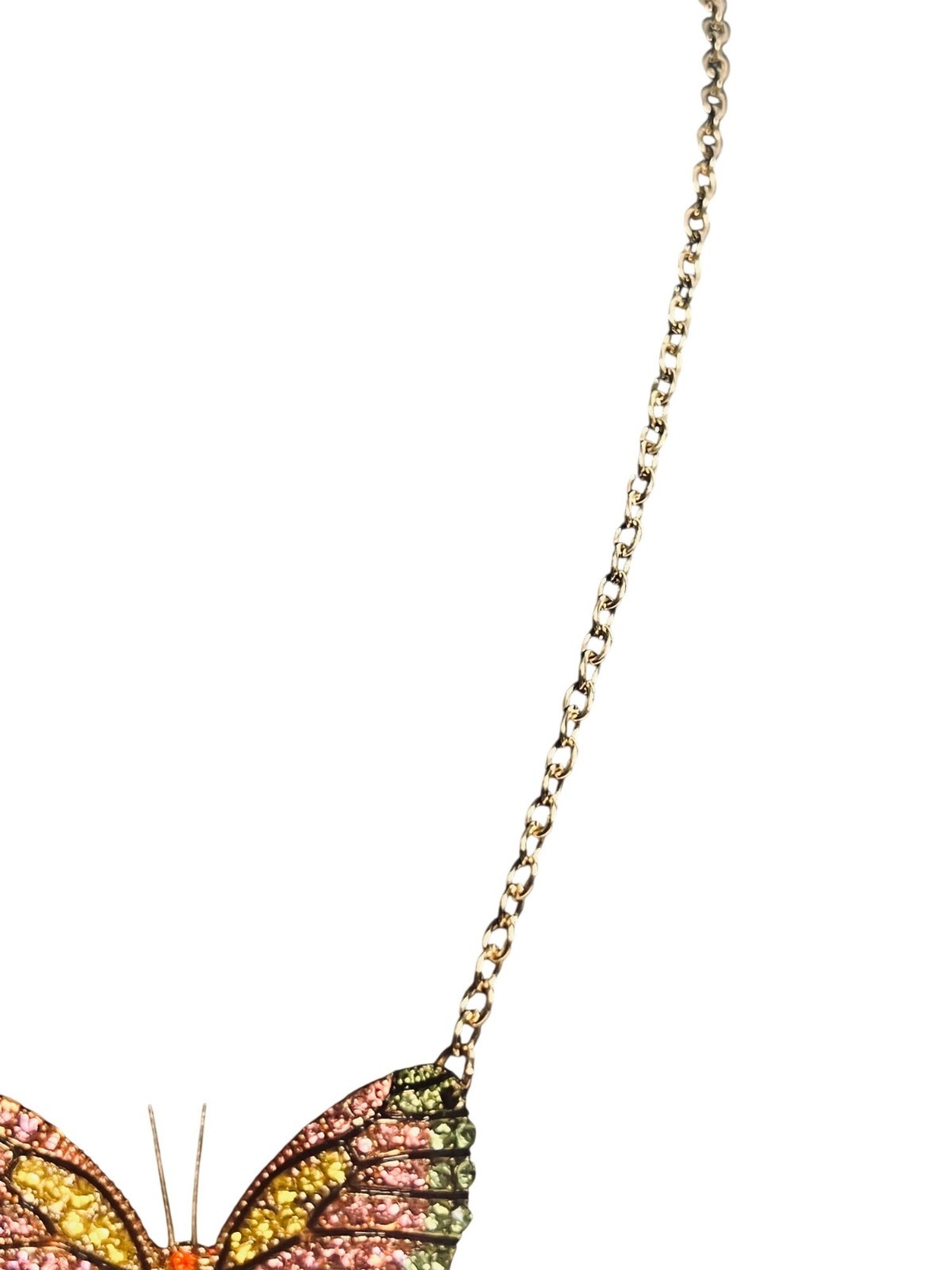 Cara NY Gold Tone With Multiple Colored Rhinestone Butterfly Necklace (6283-1-2)