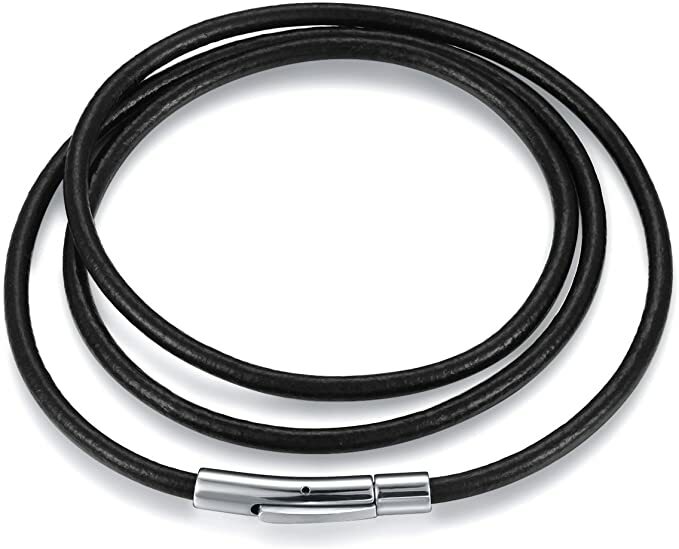 Leather Cord Necklace Black 3mm Bayonet Clasp Choker Surfer Unisex USA