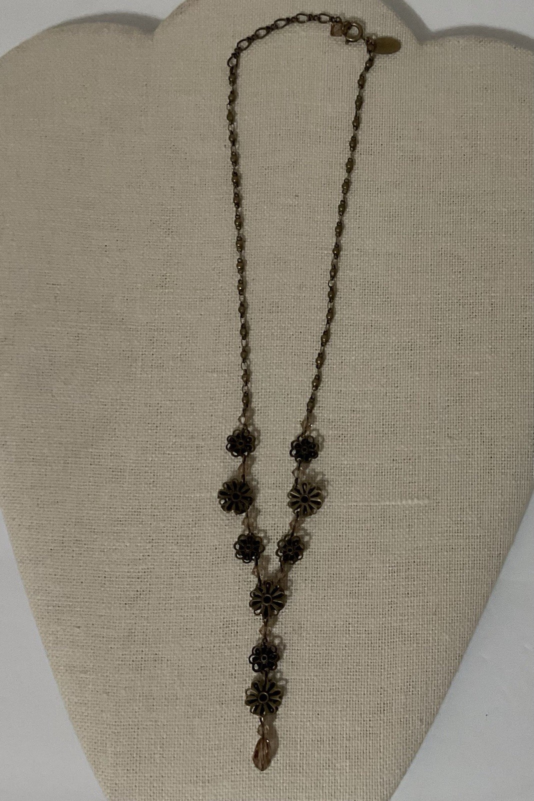 Liz Palacios Necklace Crystal Flowers Assorted Colors “Y” necklace Brass