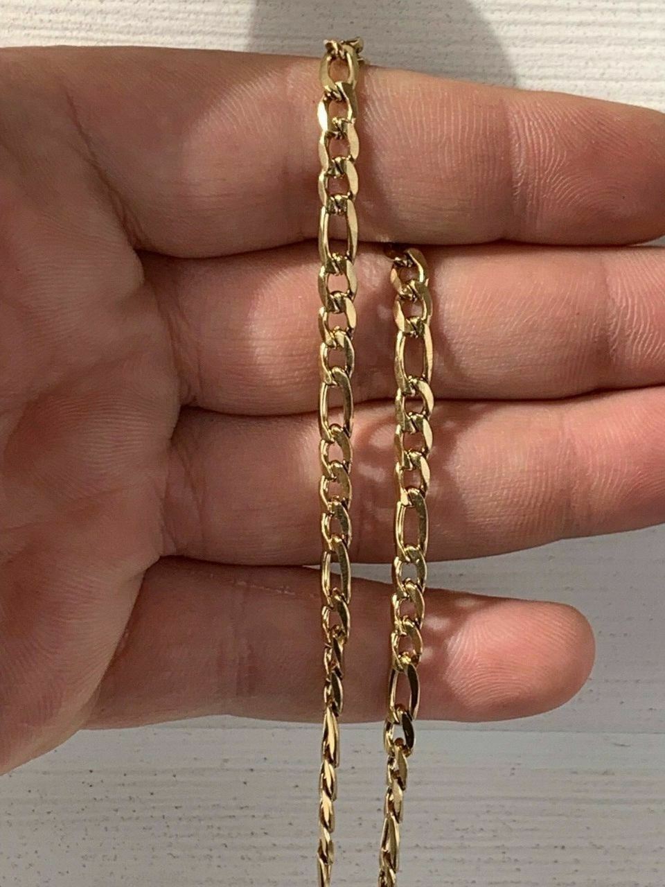 Men’s Gold Figaro Chain 5mm 14k Yellow Gold Over Stainless Steel 18-30″ Lengths