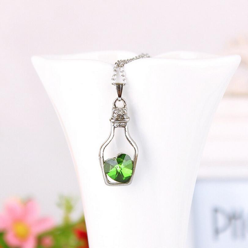 Love Bottle Silver Plated Girl Charm Necklace Gift Women Pendant Fashion Jewelry