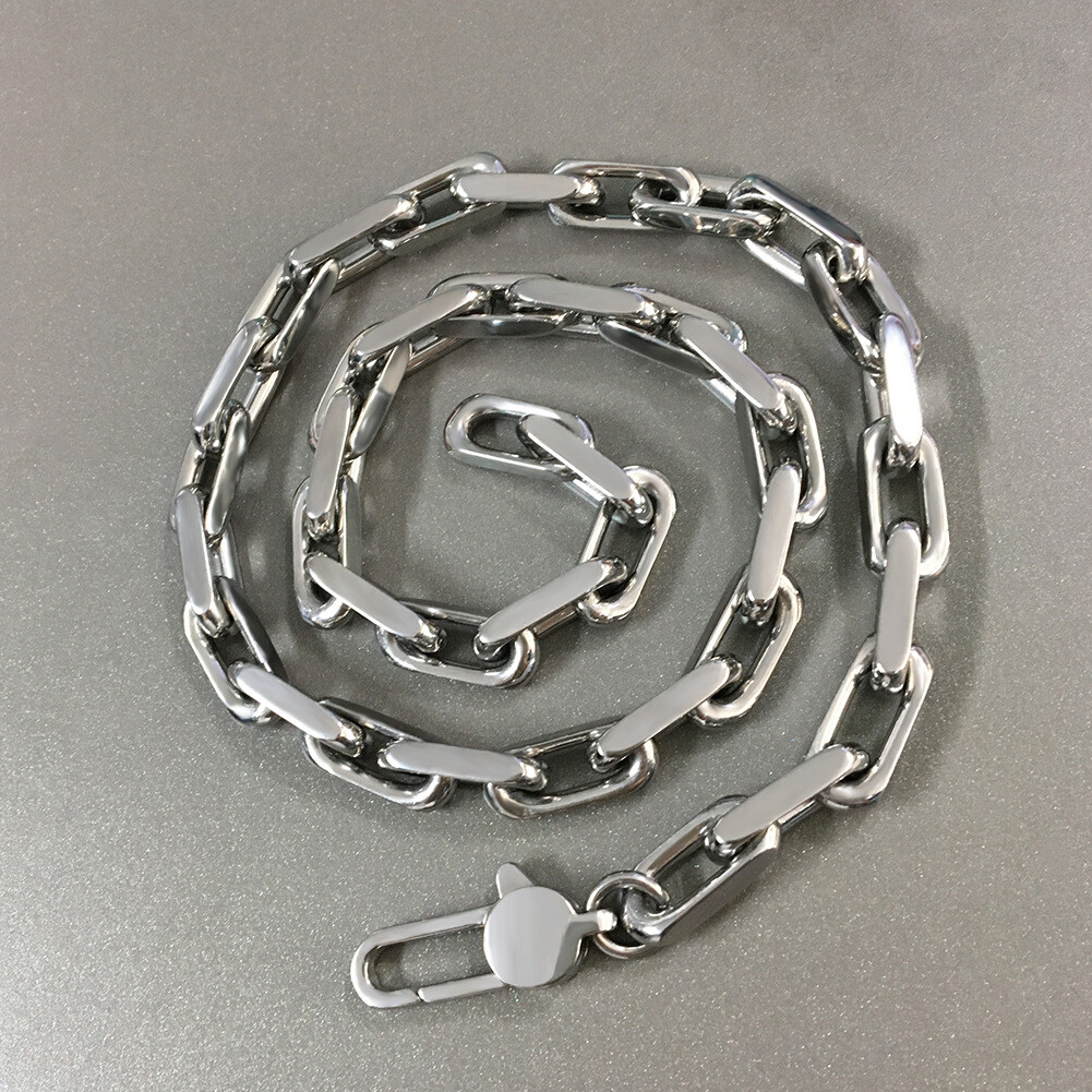 7mm Rectangular Link Chain Necklace Stainless Steel HipHop Jewelry 18inch 20inch
