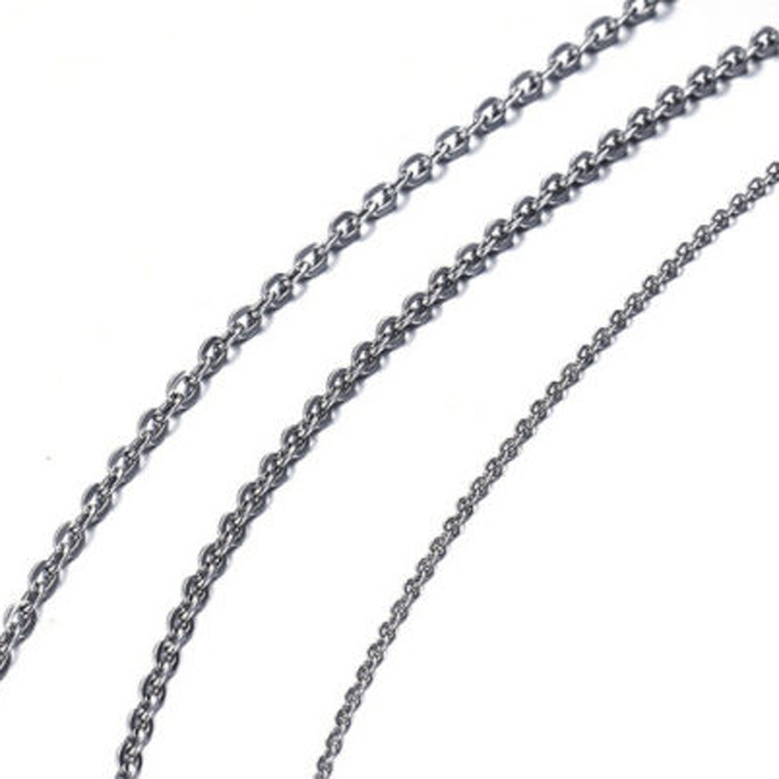 1.5-3.2mm 16″-32″ Wholesale Stainless Steel Silver Oval Chain Necklace Jewelry