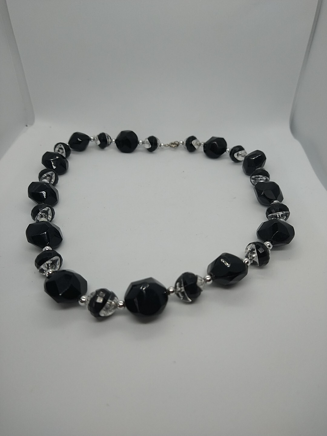Necklace black Goth clear vintage beads vintage style retro Halloween y2k 1990′