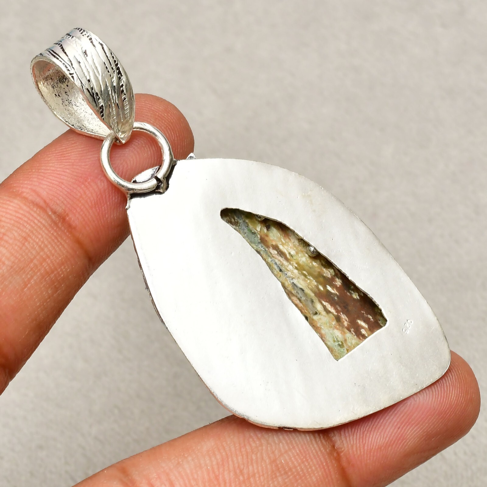 Chrome Chalcedony Gemstone 925 Sterling Silver Handmade Jewelry Pendant 2.48″