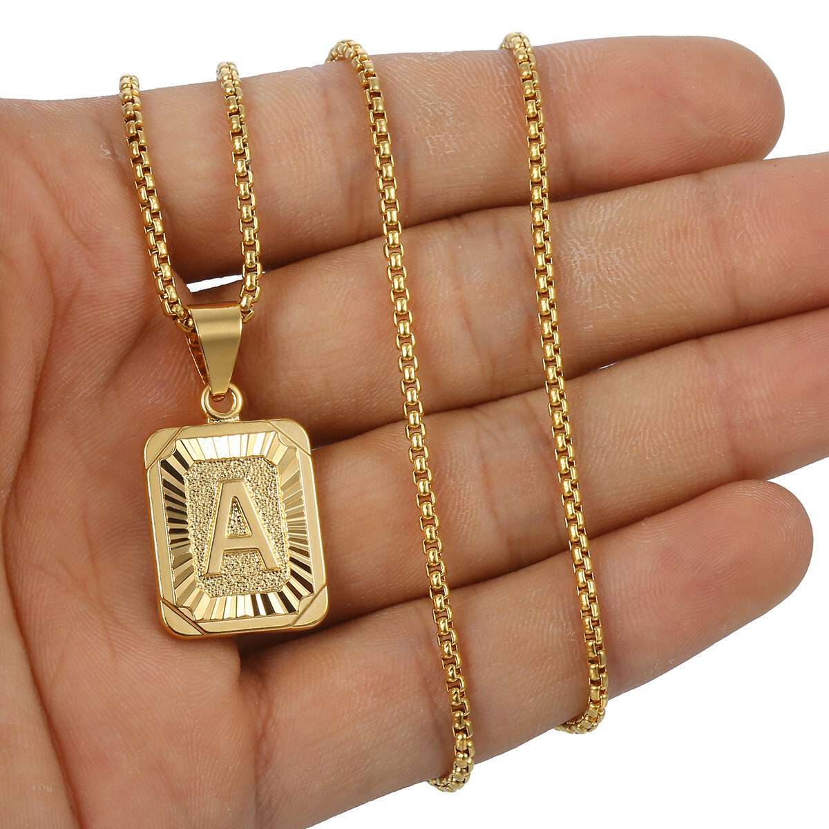 2MM 24″ Yellow Gold Filled 26 Letters A-Z Cross Charm Necklace or Pendant Only