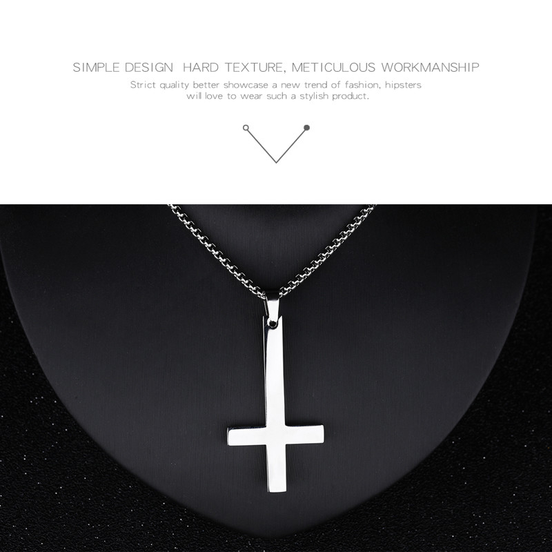 Inverted Cross Pendant Necklace Stainless Steel Male / Female Jewelry Necklace