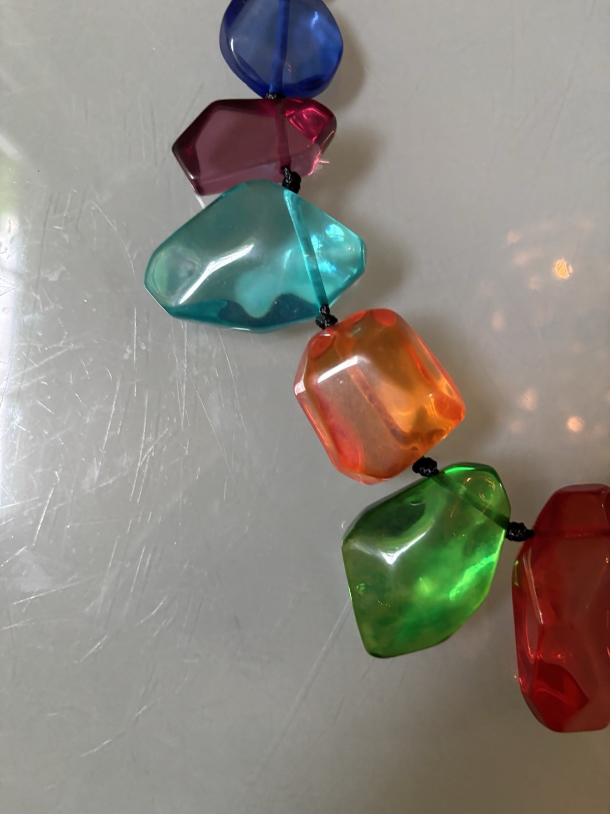 NWOT Statement Bib Chunky Multi Color Rainbow Stones Resin Anthropologie