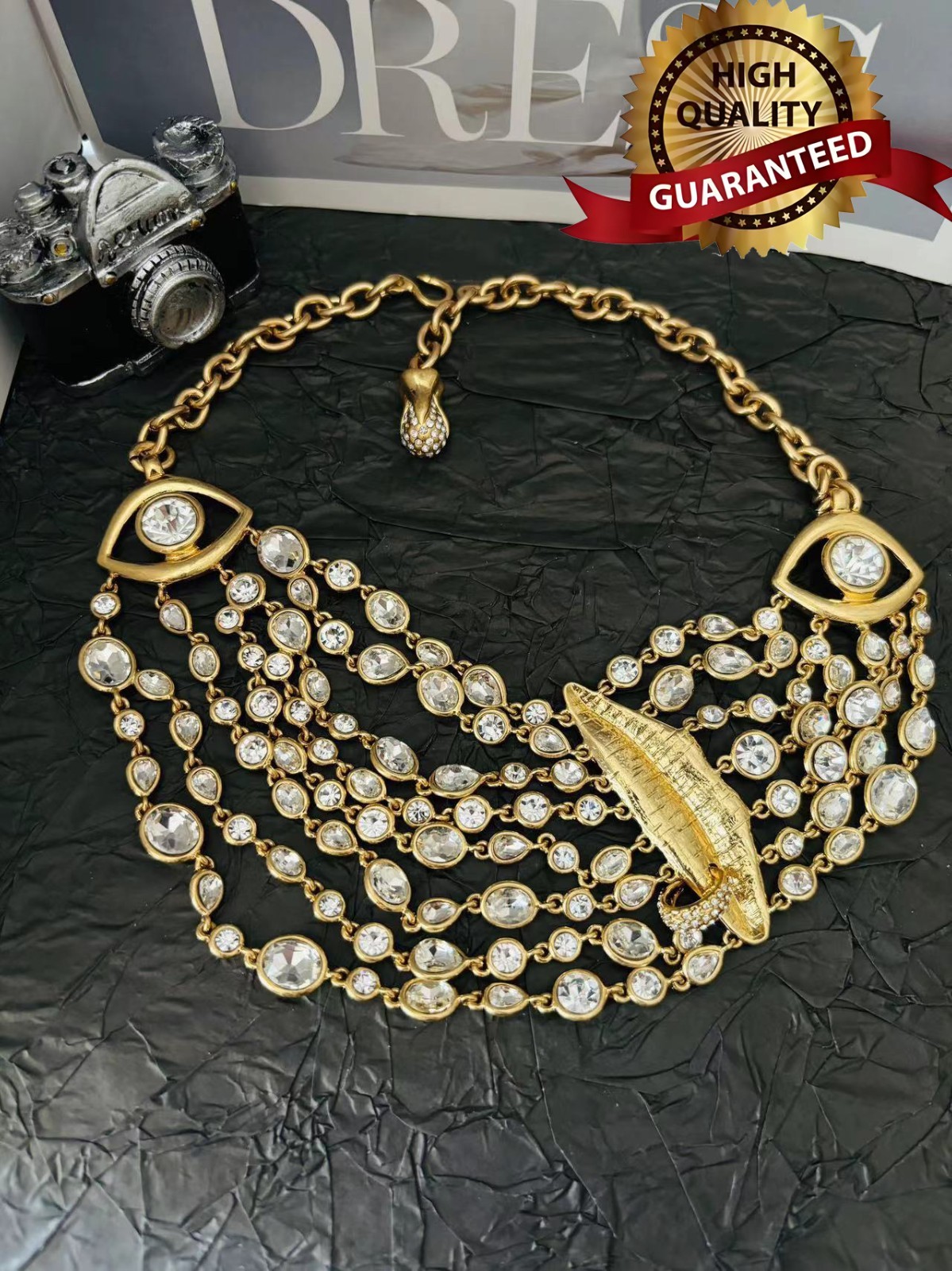 Schiaparelli Women Facial Features Series Multi Layer Crystal Necklace Gift