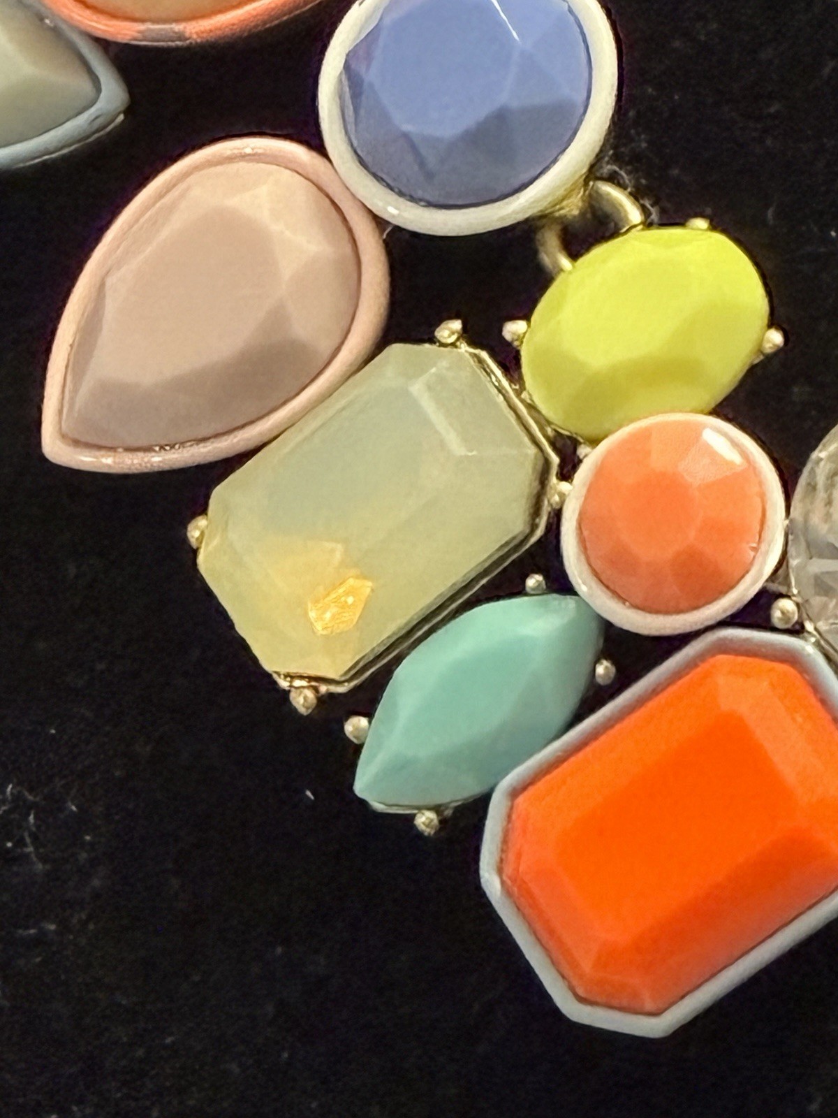 J.Crew Multi-Color Geometric Bib Statement Necklace 18″ Neon Coral Peach Gold