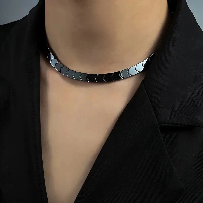 Hematite Clavicle Necklace, Fashion Jewelry Gift for Men & Women, Stylish Design