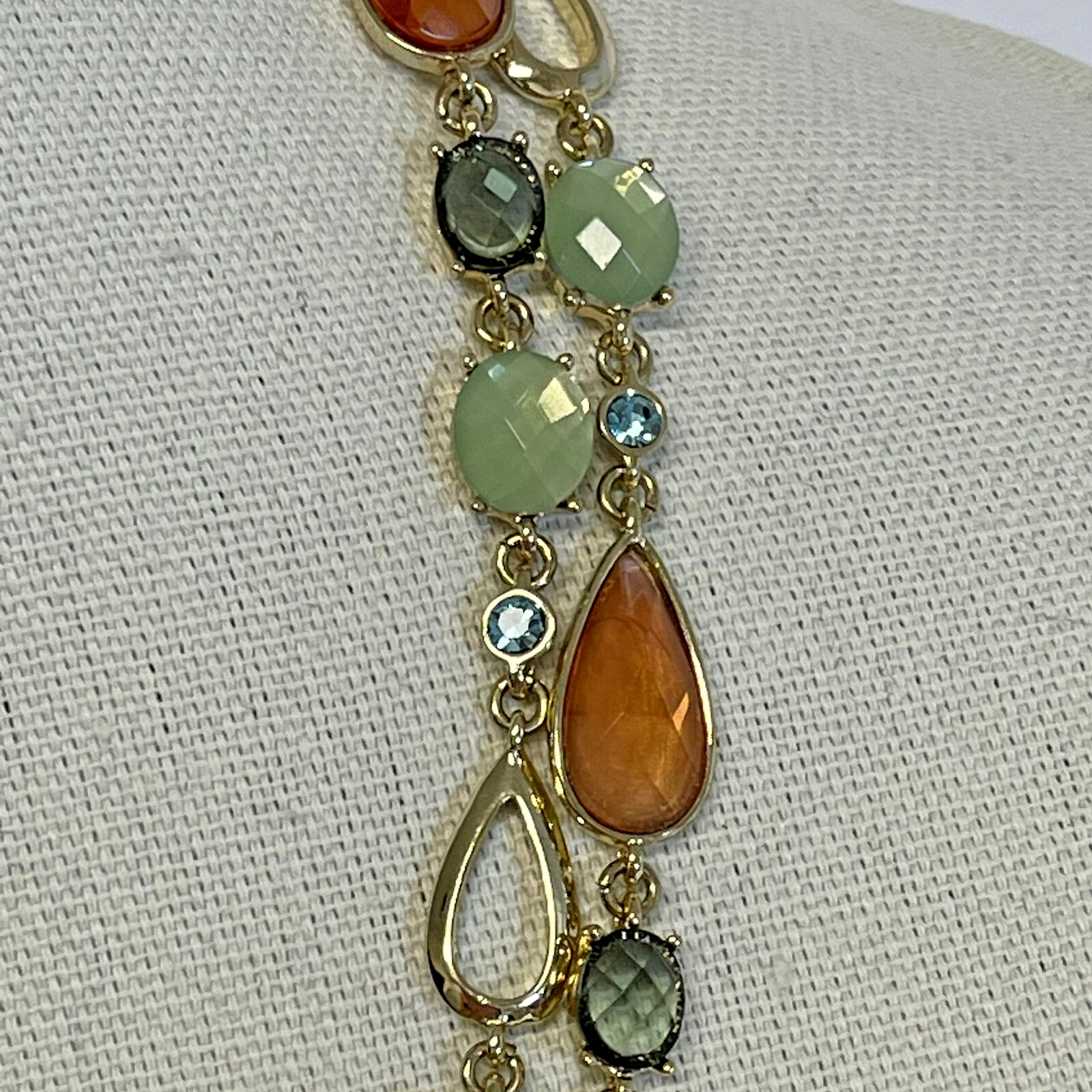 Anne Klein 42″ Long Necklace Gold Tone with Multiple Color Stones