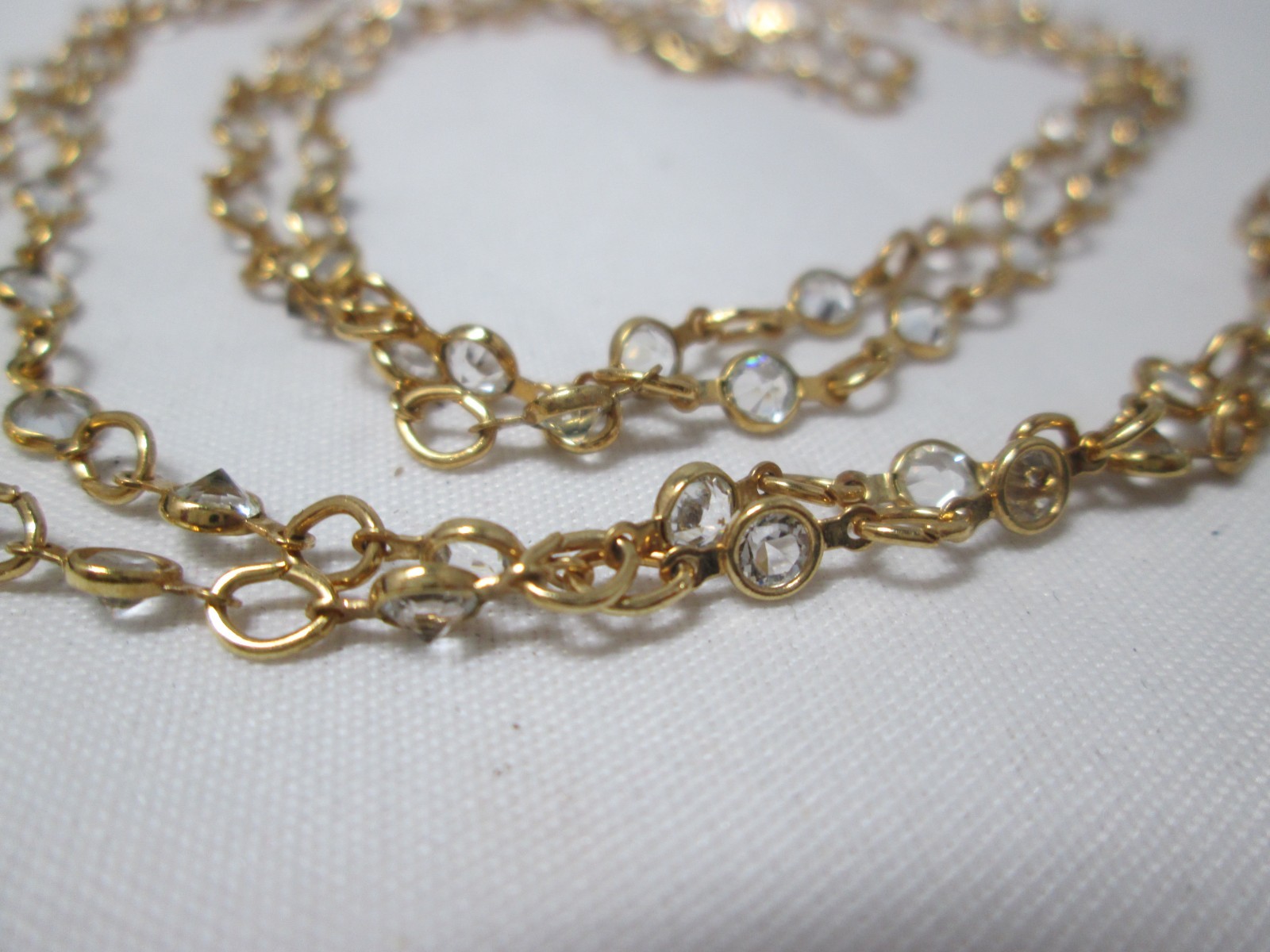 Long 14/20 Gold-Filled Necklace with Many Crystal Stations 34″ Lobster Clasp