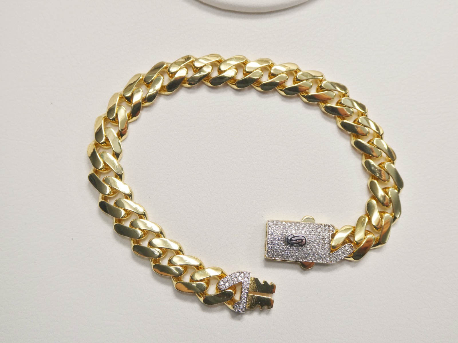 9MM 925 STERLING SILVER MONACO MOISSANITE GOLD COLOR FINISH BRACELET/NECKLACE